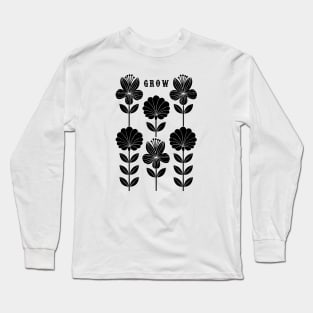 Grow Flowers Black Long Sleeve T-Shirt